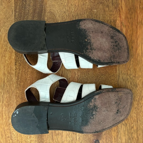 Stand White Faux Crocodile Gladiator Sandals Sz 37 - Picture 5 of 9
